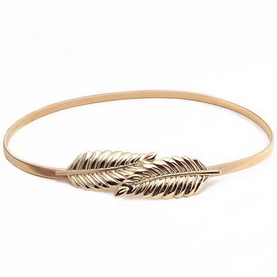 Elasztikus fém deréköv arany virágos levél alakú öv női tervezői ruhák sztreccs vékony pántos női állítható derékpánt