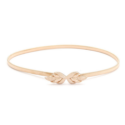 Elasztikus fém deréköv arany virágos levél alakú öv női tervezői ruhák sztreccs vékony pántos női állítható derékpánt