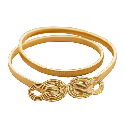 Elasztikus fém deréköv arany virágos levél alakú öv női tervezői ruhák sztreccs vékony pántos női állítható derékpánt