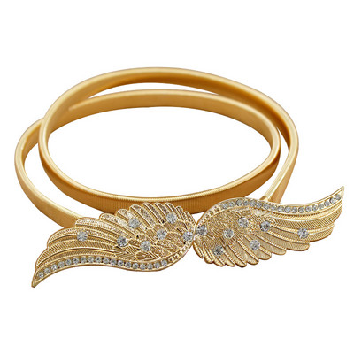 Elasztikus fém deréköv arany virágos levél alakú öv női tervezői ruhák sztreccs vékony pántos női állítható derékpánt