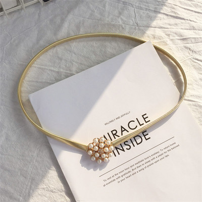 Elasztikus fém deréköv arany virágos levél alakú öv női tervezői ruhák sztreccs vékony pántos női állítható derékpánt