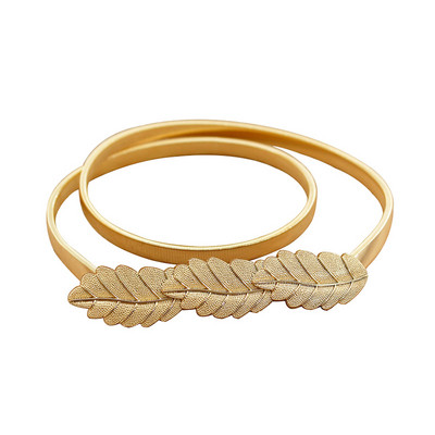 Elasztikus fém deréköv arany virágos levél alakú öv női tervezői ruhák sztreccs vékony pántos női állítható derékpánt