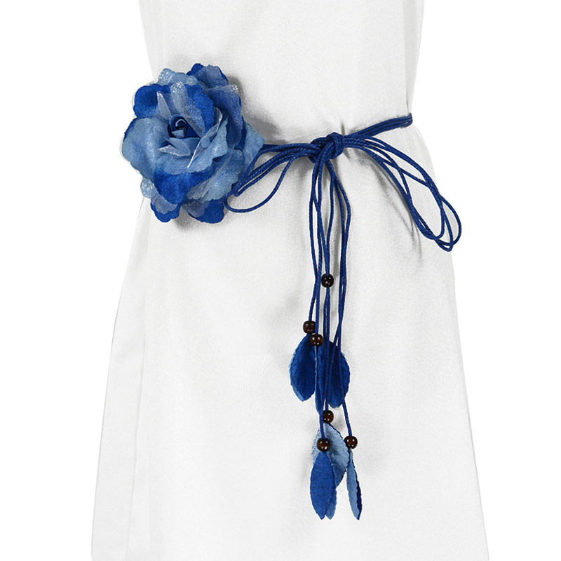 Alkalmi csomózott deréklánc ruhákhoz Női vékony deréköv, hosszú bojtos fonat derékpánt Elegáns kézzel készített nagy virág dekoratív