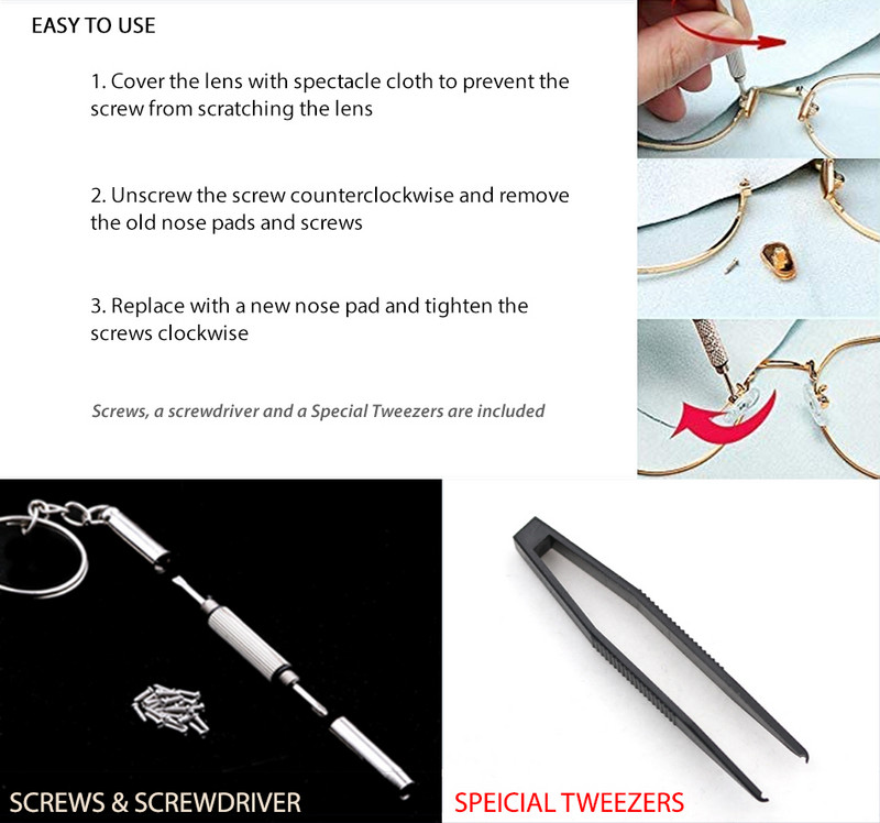 COLOUR_MAX titán orrpárnák, 12 mm-es vízcsepp-becsavarható szemüveg-orrpárnák