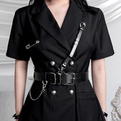 Divat Luxus Női Öv Fekete Bőr Hám Lánc Öv Goth Fűző Derék öv Hám Női Kiegészítők Gótikus ruházat