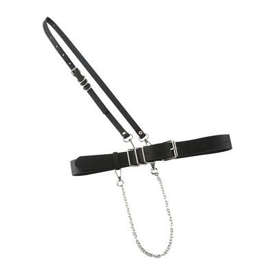 Divat Luxus Női Öv Fekete Bőr Hám Lánc Öv Goth Fűző Derék öv Hám Női Kiegészítők Gótikus ruházat