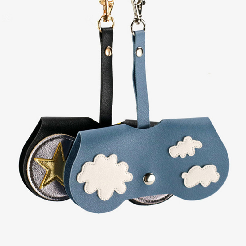 Szemüvegtáska PVC Egyszerű hordozható nyomáscsökkentő napszemüveg csíptetős védőhuzat lógó szemüvegtáska kulcstartó gyűrű tartozékok