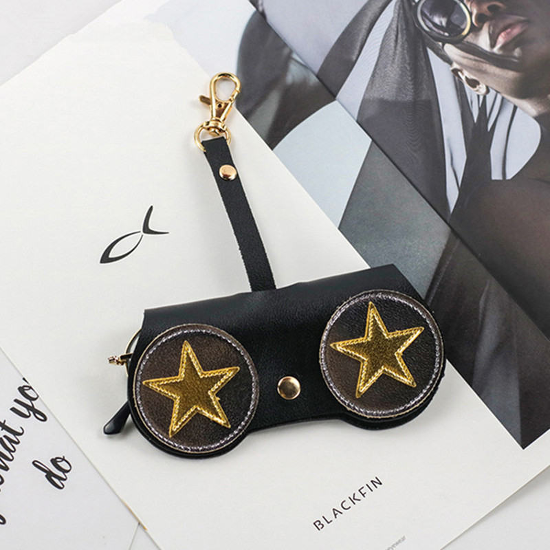 Szemüvegtáska PVC Egyszerű hordozható nyomáscsökkentő napszemüveg csíptetős védőhuzat lógó szemüvegtáska kulcstartó gyűrű tartozékok