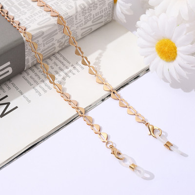 Divat Fém Szemüveglánc Arany Love Heart Napszemüveg Lánctartó Nyakpánt Arc-Maszk Zsinóros Szemüvegek Láncékszerek Női