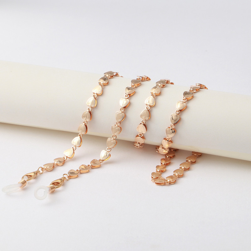 Divat Fém Szemüveglánc Arany Love Heart Napszemüveg Lánctartó Nyakpánt Arc-Maszk Zsinóros Szemüvegek Láncékszerek Női