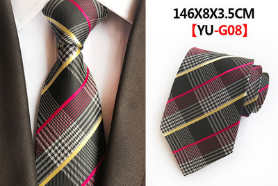 Divatos Jacquard selyem nyakkendő klasszikus csíkos kockás nyakkendő férfiaknak esküvői party üzleti 8 cm nyakkendő piros sárga fekete hivatalos nyakkendő
