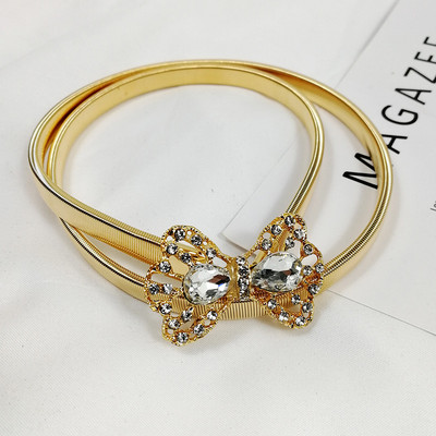 Elasztikus arany lánc öv női derék strassz övek női kiváló minőségű Easy Stretch strassz derékpánt gyöngy fém fűző