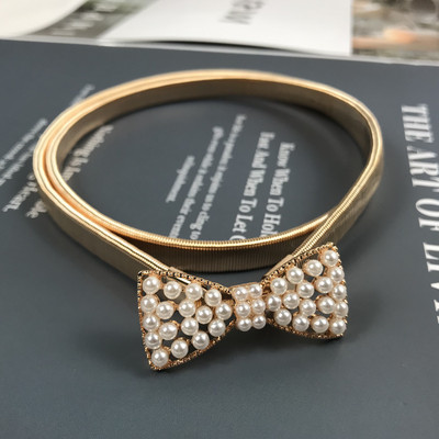 Elasztikus arany lánc öv női derék strassz övek női kiváló minőségű Easy Stretch strassz derékpánt gyöngy fém fűző