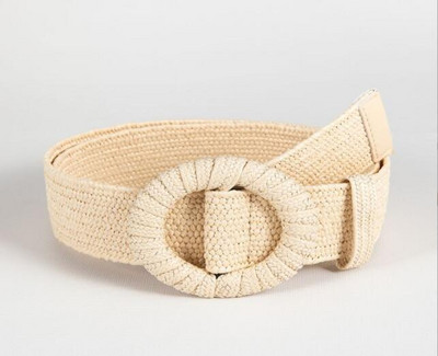 Új Retro Női Nyári Csatos Övek Divat Női Fonott széles Övek Tervező szőtt elasztikus PP szalmafű lányok derékpánt