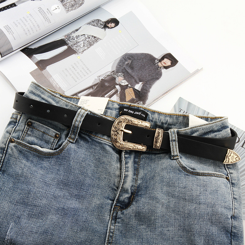 Vintage Boho fekete bőr deréköv nőknek Western női öv, Cowboy derékpánt