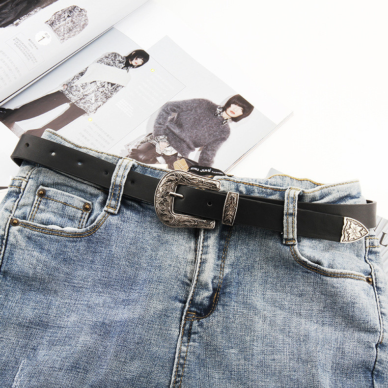 Vintage Boho fekete bőr deréköv nőknek Western női öv, Cowboy derékpánt