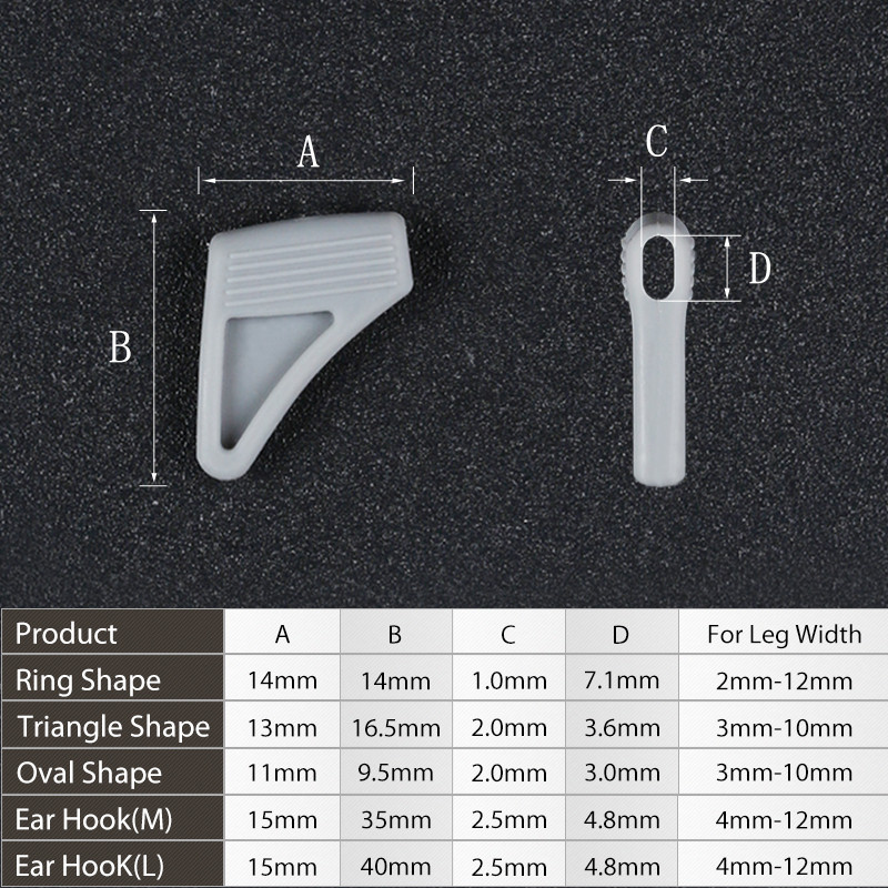 4 ζεύγη σιλικόνης αντιολισθητικό σετ αγκίστρων αυτιών Συγκρατητές γυαλιών οράσεως για γυαλιά ηλίου Γυαλιά ανάγνωσης Γυαλιά οράσεως Temple Συμβουλές για αθλήματα
