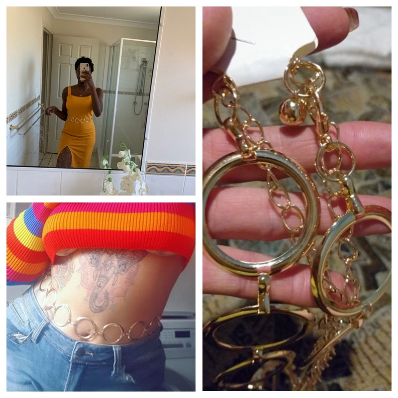 Fém kör láncos női ruha öv Arany színű női öv Divat hosszú bojt női deréklánc öv pasek damski