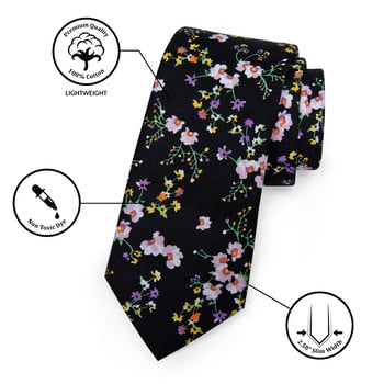 6,5 εκ. Casual Yourties Slim Floral Ανδρικές Γραβάτες Βαμβακερές γραβάτες Σετ τετράγωνα κλιπ τσέπης για ανδρικό πάρτι Αξεσουάρ γάμου Χονδρική