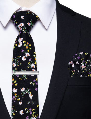 6,5 εκ. Casual Yourties Slim Floral Ανδρικές Γραβάτες Βαμβακερές γραβάτες Σετ τετράγωνα κλιπ τσέπης για ανδρικό πάρτι Αξεσουάρ γάμου Χονδρική