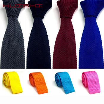 HUISHI Knit Tie Λεπτή Μόδα Πλεκτή Γραβάτα Ανδρική Μασίφ Μαύρη Λευκή Γκρι Μπλε Πλεκτή Γραβάτα 5,5 εκ. Skinny Ανδρική Γραβάτα