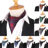 Virágos Paisley férfi kesudió nyakkendő esküvői formális Cravat Ascot Scrunch Self brit úriember poliészter puha nyakkendő luxus jacquard