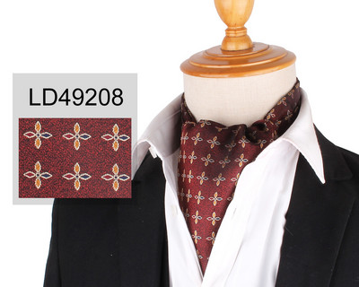 Virágos Paisley férfi kesudió nyakkendő esküvői formális Cravat Ascot Scrunch Self brit úriember poliészter puha nyakkendő luxus jacquard
