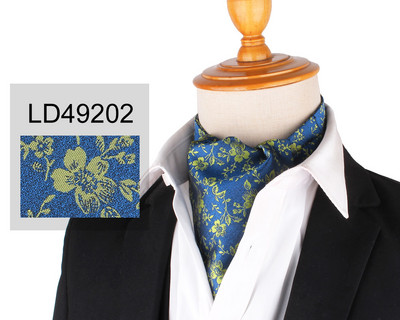 Virágos Paisley férfi kesudió nyakkendő esküvői formális Cravat Ascot Scrunch Self brit úriember poliészter puha nyakkendő luxus jacquard