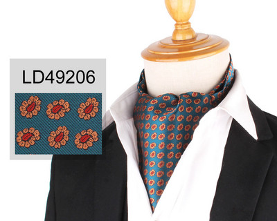 Virágos Paisley férfi kesudió nyakkendő esküvői formális Cravat Ascot Scrunch Self brit úriember poliészter puha nyakkendő luxus jacquard