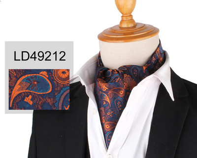 Virágos Paisley férfi kesudió nyakkendő esküvői formális Cravat Ascot Scrunch Self brit úriember poliészter puha nyakkendő luxus jacquard