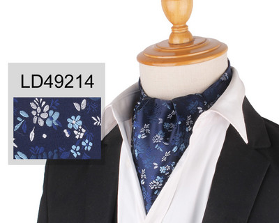 Virágos Paisley férfi kesudió nyakkendő esküvői formális Cravat Ascot Scrunch Self brit úriember poliészter puha nyakkendő luxus jacquard