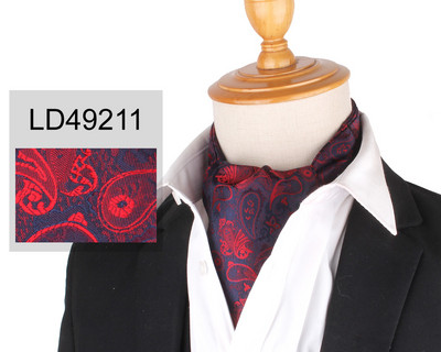 Virágos Paisley férfi kesudió nyakkendő esküvői formális Cravat Ascot Scrunch Self brit úriember poliészter puha nyakkendő luxus jacquard