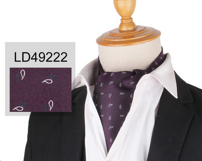 Virágos Paisley férfi kesudió nyakkendő esküvői formális Cravat Ascot Scrunch Self brit úriember poliészter puha nyakkendő luxus jacquard