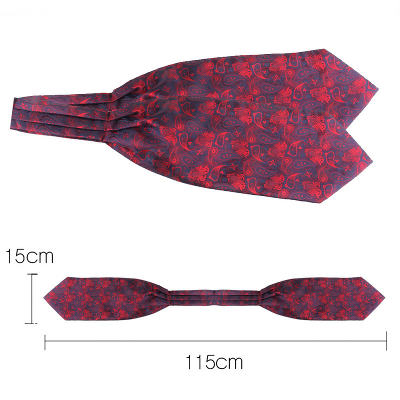 Virágos Paisley férfi kesudió nyakkendő esküvői formális Cravat Ascot Scrunch Self brit úriember poliészter puha nyakkendő luxus jacquard