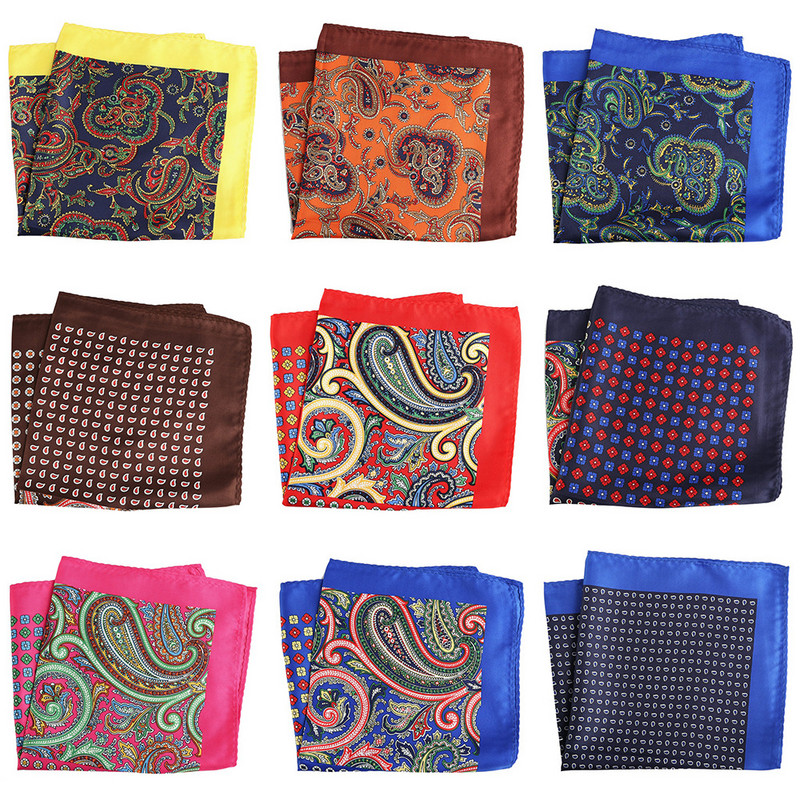 Mans Pocket Square Hanky nagy méretű 33*33 cm nyomtatás Paisley Patchwork Houndstooth zsebkendő férfi öltöny esküvői partira