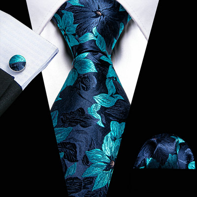 Disainer siidist meeste lipsukomplekt Sinine sinakasroheline kaelaside Taskurätik Mansetinööbid Pulmakingitus Tasuta kohaletoimetamine Dropship Barry. Wang A-5981