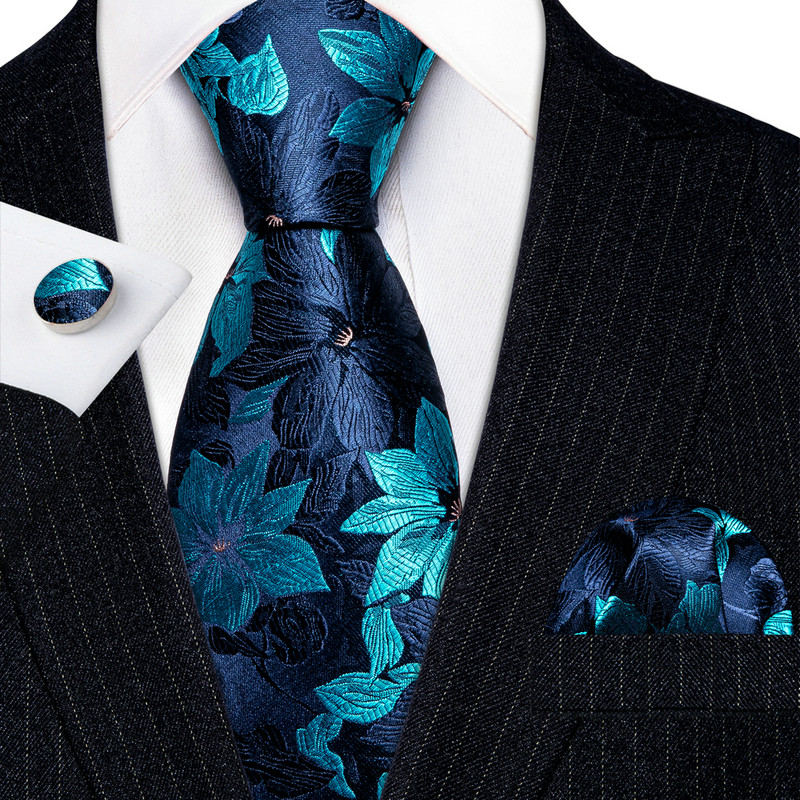 Disainer siidist meeste lipsukomplekt Sinine sinakasroheline kaelaside Taskurätik Mansetinööbid Pulmakingitus Tasuta kohaletoimetamine Dropship Barry. Wang A-5981