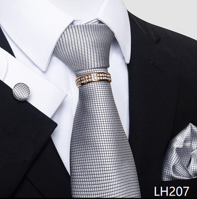 Márka luxus 8 cm 100% selyem nyakkendő Hanky mandzsettagomb szett Gravata nyakkendő férfiaknak kék hombre nyomtatott esküvői apák napi irodai ruha