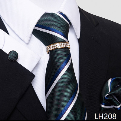 Márka luxus 8 cm 100% selyem nyakkendő Hanky mandzsettagomb szett Gravata nyakkendő férfiaknak kék hombre nyomtatott esküvői apák napi irodai ruha