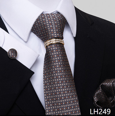 Márka luxus 8 cm 100% selyem nyakkendő Hanky mandzsettagomb szett Gravata nyakkendő férfiaknak kék hombre nyomtatott esküvői apák napi irodai ruha