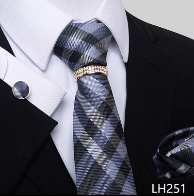 Márka luxus 8 cm 100% selyem nyakkendő Hanky mandzsettagomb szett Gravata nyakkendő férfiaknak kék hombre nyomtatott esküvői apák napi irodai ruha