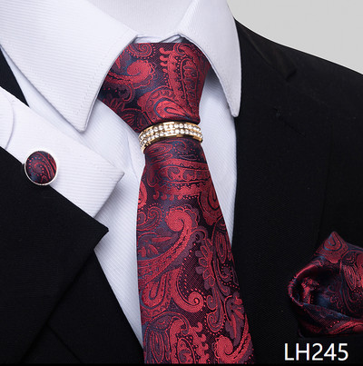 Márka luxus 8 cm 100% selyem nyakkendő Hanky mandzsettagomb szett Gravata nyakkendő férfiaknak kék hombre nyomtatott esküvői apák napi irodai ruha