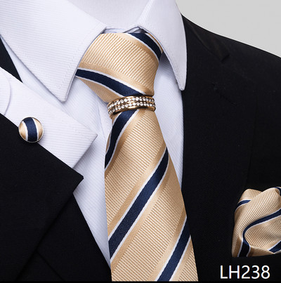 Márka luxus 8 cm 100% selyem nyakkendő Hanky mandzsettagomb szett Gravata nyakkendő férfiaknak kék hombre nyomtatott esküvői apák napi irodai ruha