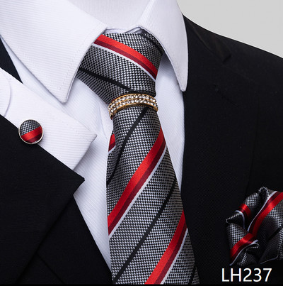 Márka luxus 8 cm 100% selyem nyakkendő Hanky mandzsettagomb szett Gravata nyakkendő férfiaknak kék hombre nyomtatott esküvői apák napi irodai ruha