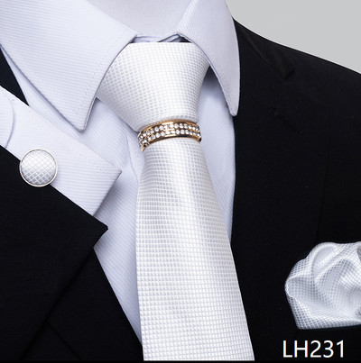 Márka luxus 8 cm 100% selyem nyakkendő Hanky mandzsettagomb szett Gravata nyakkendő férfiaknak kék hombre nyomtatott esküvői apák napi irodai ruha