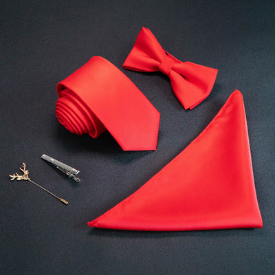 JEMYGINS új egyszínű 6 cm-es selyem férfi nyakkendő szett Jacquard szőtt nyakkendő csokornyakkendő zsebkendőtű öltöny piros zöld üzleti esküvőre