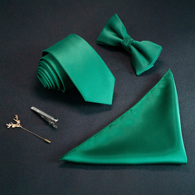 JEMYGINS új egyszínű 6 cm-es selyem férfi nyakkendő szett Jacquard szőtt nyakkendő csokornyakkendő zsebkendőtű öltöny piros zöld üzleti esküvőre