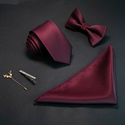 JEMYGINS új egyszínű 6 cm-es selyem férfi nyakkendő szett Jacquard szőtt nyakkendő csokornyakkendő zsebkendőtű öltöny piros zöld üzleti esküvőre