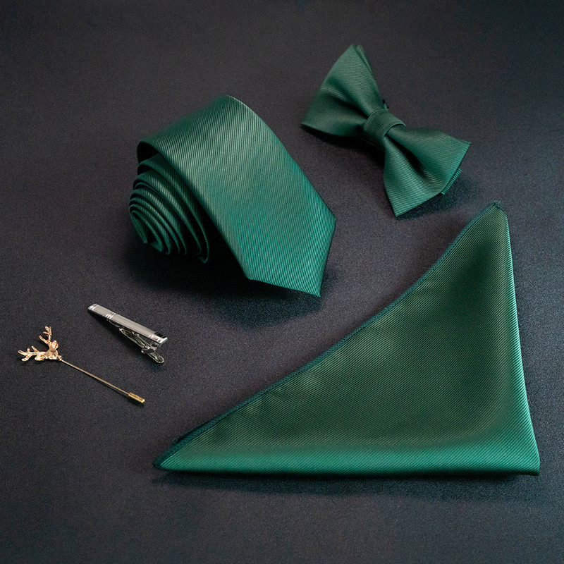 JEMYGINS új egyszínű 6 cm-es selyem férfi nyakkendő szett Jacquard szőtt nyakkendő csokornyakkendő zsebkendőtű öltöny piros zöld üzleti esküvőre