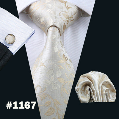 Divat fehér tömör férfi esküvői nyakkendő 8,5 cm selyem nyakkendő üzleti zsebkendő mandzsettagomb nyakkendő férfi ajándék szett Barry.Wang FA-5393